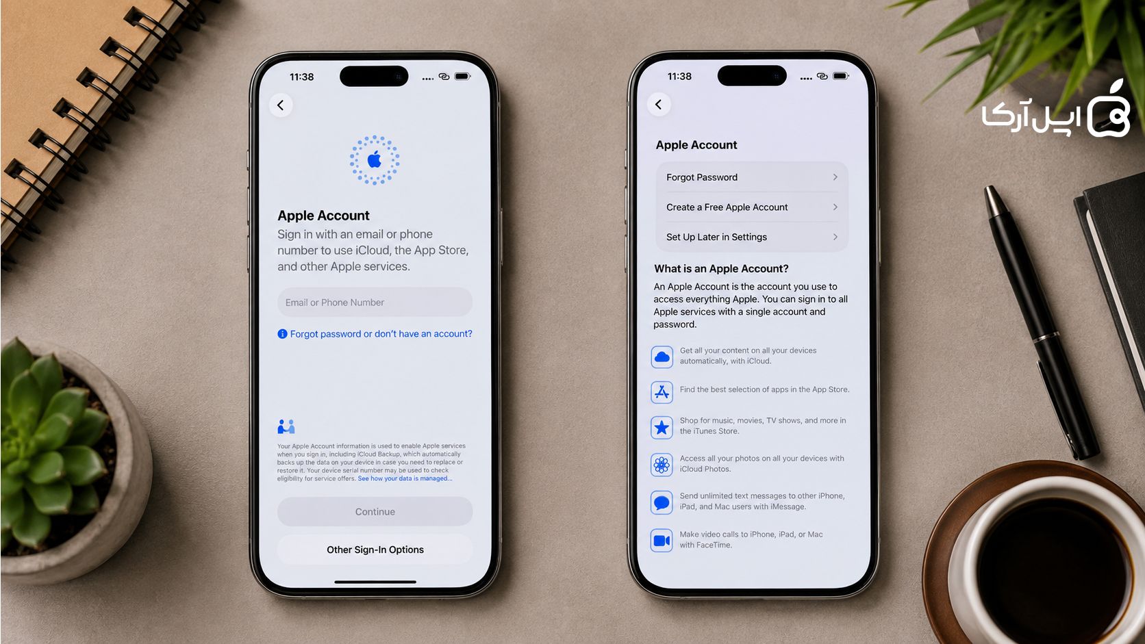صفحه ورود به Apple ID در مراحل اولیه